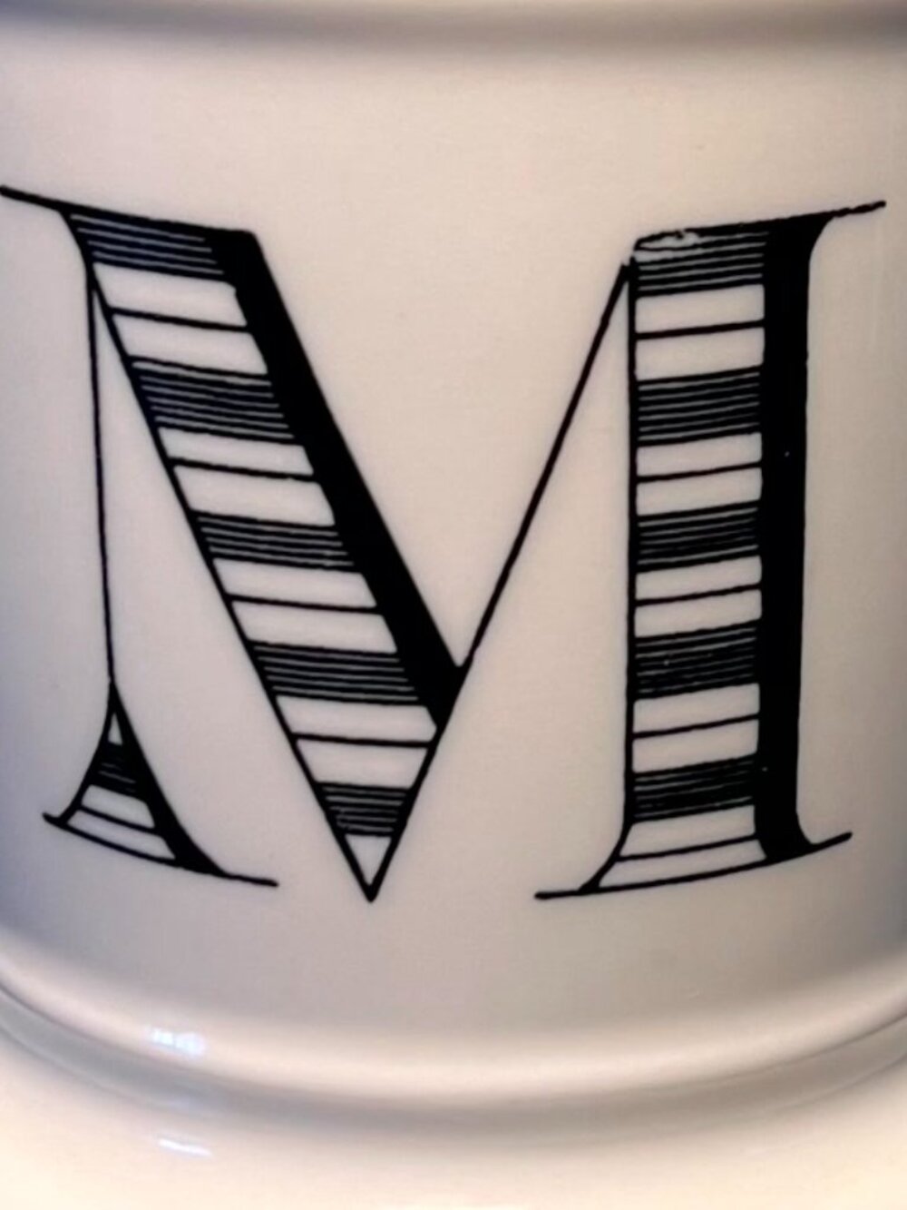 Anthropologie Monogram Letter M Initial Shaving Pedestal Coffee Mug 14oz Cup - Picture 4 of 10
